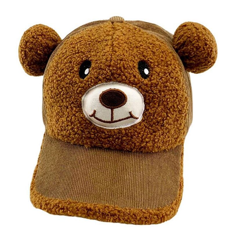 Cartoon Bear Baseball Cap Cute Unisex Autumn And Winter Warm Casual Children Street Cap: Brown