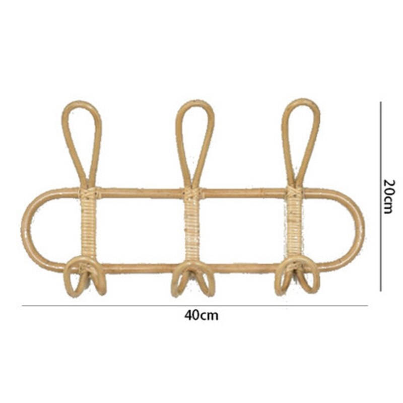 Handmade Real Rattan Hangers Rustic Retro Rattan Wall Hanging Decoration Hook Porch Wall Coat Rack Clothes Rack: Light 3 Hooks 