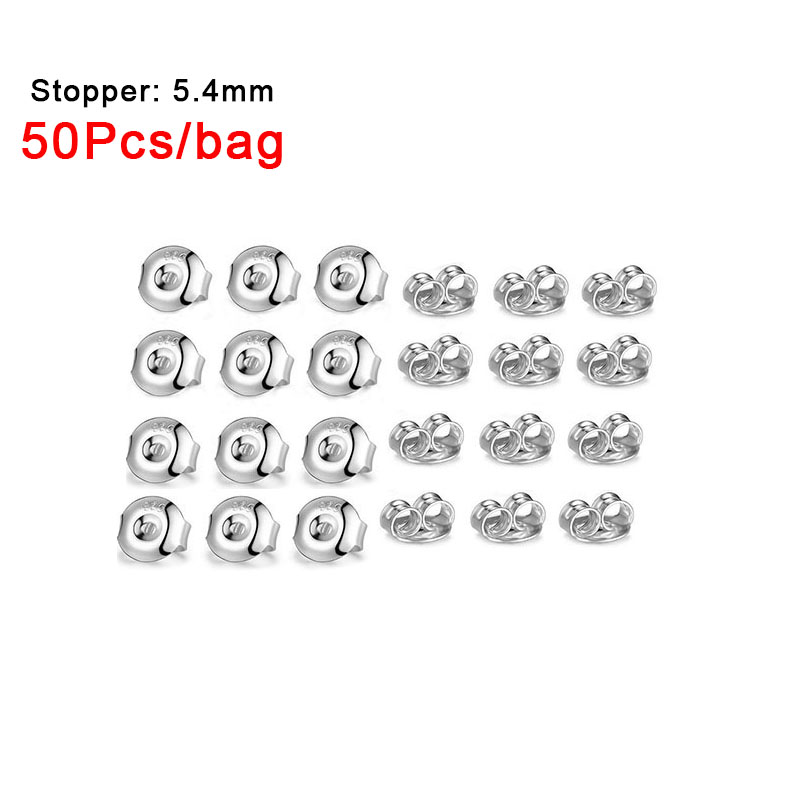 50 Uds. Postes de pendientes hipoalergénicos pendientes de latón chapados en plata 925 4 5 6mm almohadilla plana hallazgos en blanco pendiente de mariposa trasero