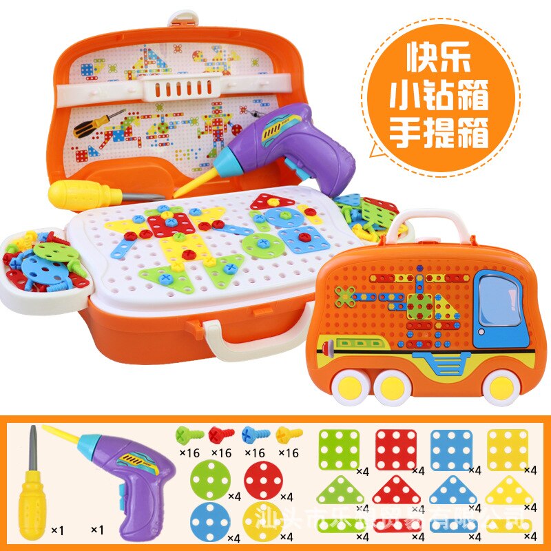 Model edukacyjny dla dzieci zagraj w zabawki domowe lekarz dziewczęcy zabawka kuchenna umywalka chłopiec rzemieślnicy zestaw wierteł elektrycznych: Happy Little elektryczny Drill  Suitcase  