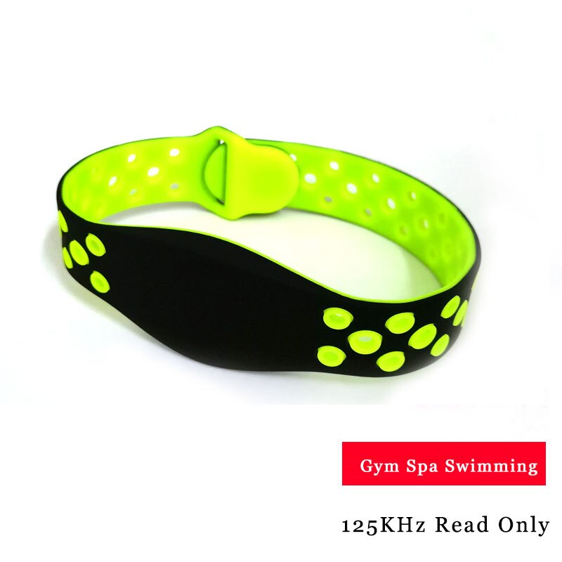 Pulsera EM 125Khz EM4100, pulsera de silicona RFID, solo lectura, Protocolo 18000-2: WB08-Green