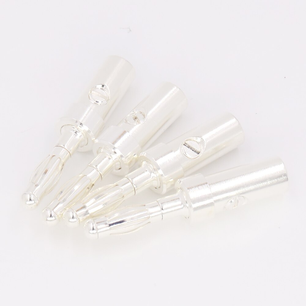8Pcs silver Plated Speaker Cable Connectors Banana plugs