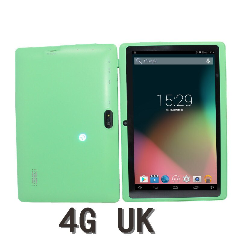 Originele 7 inch Tablet Pc Allwinner A33 Quad Core 4G Telefoontje Google Markt GPS WiFi FM Bluetooth wiFi Tabletten: Green  4G UK