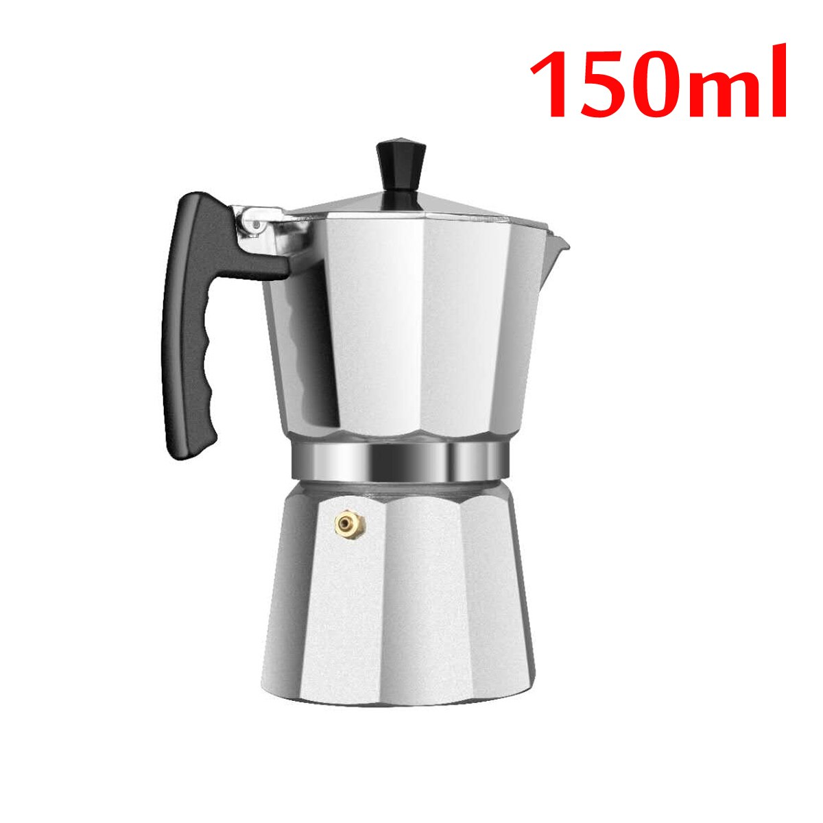 150ml 300ml kaffemaskine aluminium mokka espresso percolator pot kaffemaskine moka pot stovetop kaffemaskine: Sølv 150ml