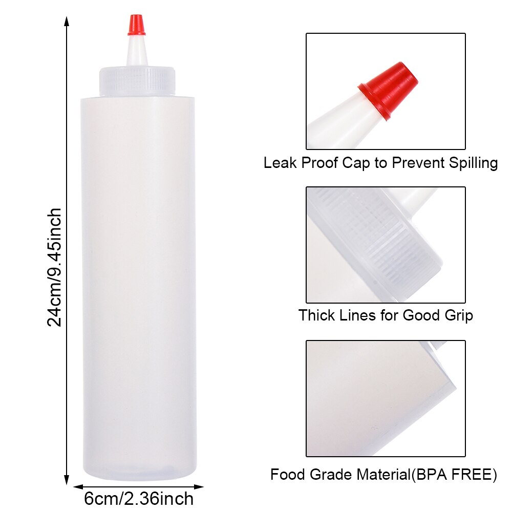 16 OZ Chocolate Squeeze Bottle With Cap Plastic Cake Decorating Tool Bread Baking Dessert Condiment Dispenser Bottle Gadget