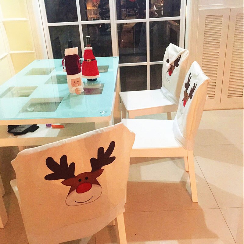 Hjortehat stolebetræk juledekor middagsstol xmas kasketsæt rensdyr