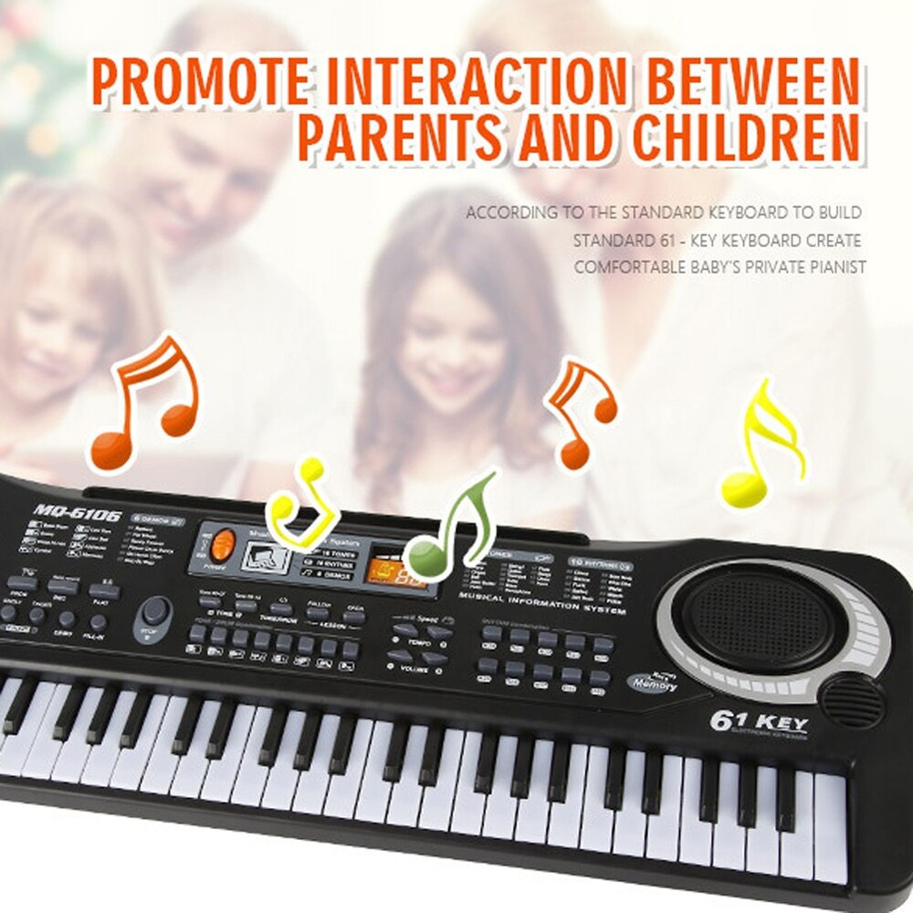 61 taster sort digital musik elektronisk tastatur nøglebræt elektrisk klaver børn musikinstrument