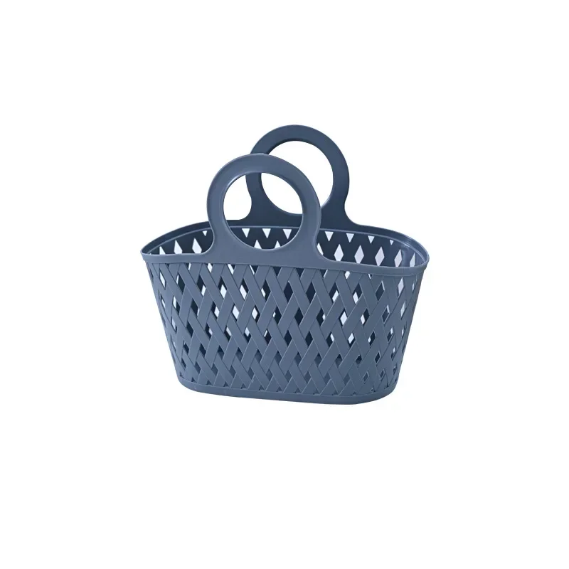 Cesta de banho vazada portátil, suprimentos para lavagem de banheiro, cesta de armazenamento, tipo bolsa de mão, organizador de drenagem de lavanderia, banheiro: Preto