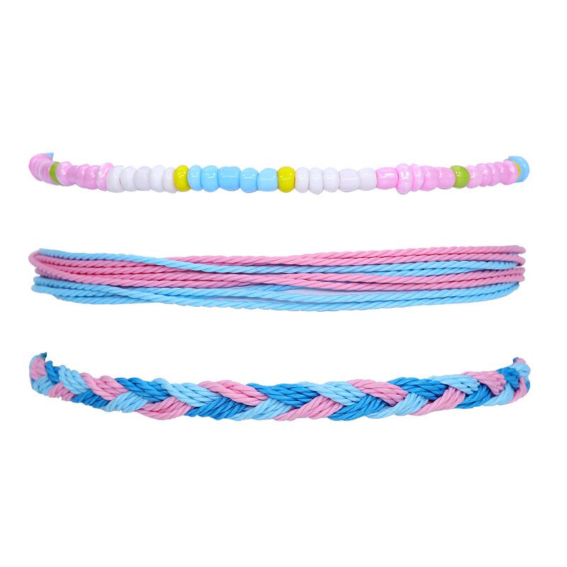 7 Stile Boho Hand-gemacht Bunte Multi-schicht Wasserdicht Wachs Linie Armbinde Frauen Sonnenschein Strand Surfen Schmuck Armbinde: Frau275