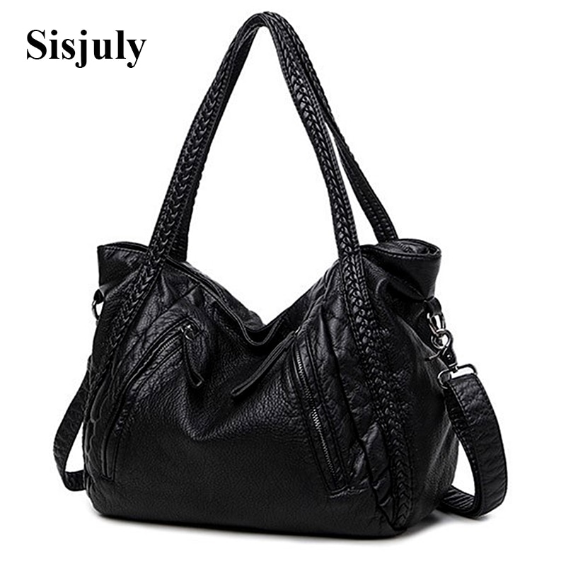 Sisjuly Soft PU Leather Top-handle Women Bags Large Shoulder Bag Messenger Bags For Women Sac