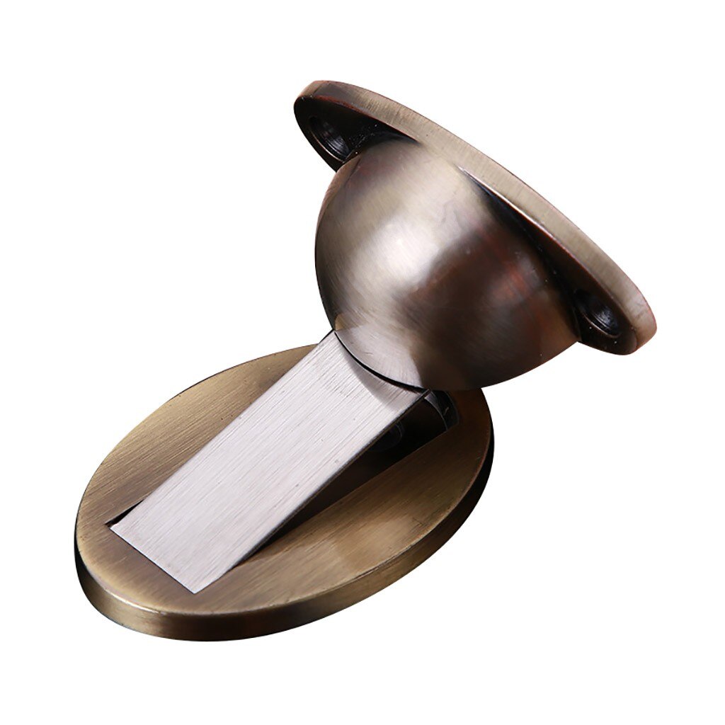 Tope de puerta pomo de pared Protector magnético Invisible soporte tapón de aleación de Zinc Tope de puerta Anti-colisión soporte montado en el suelo: Gold