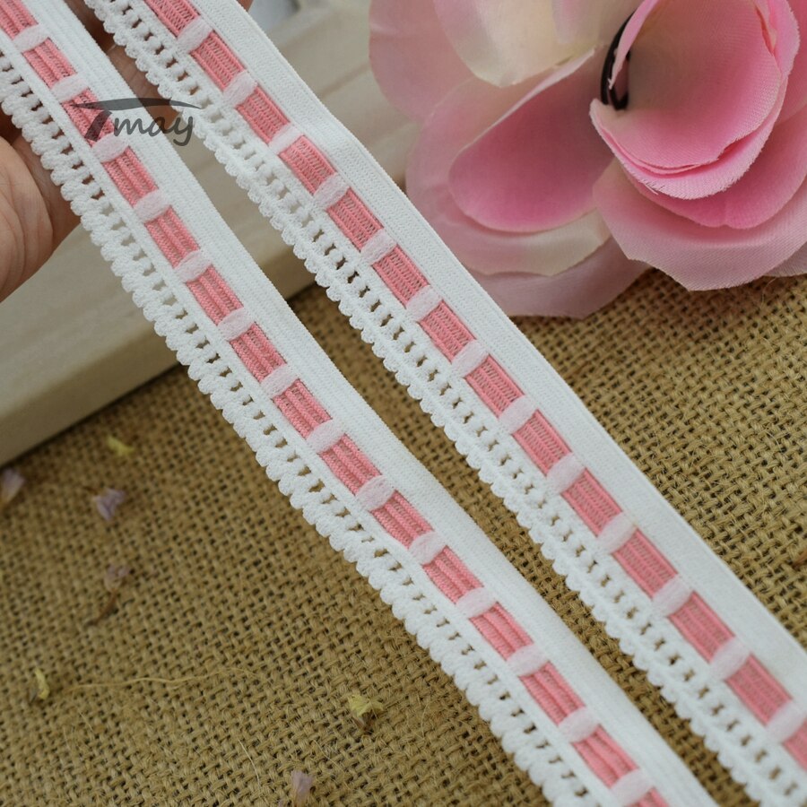 #330 Verbreden Roze threading Kant Elastische Bands Trim 6 yards/veel diy Kleding ondergoed Tailleband haarbanden Naaien Baby rokken Craft