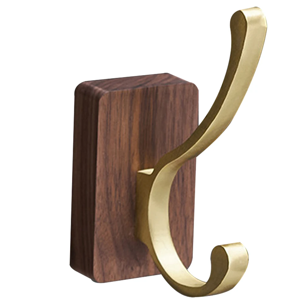Wall Walnut Wood Hooks Self-adhesive Key Towel Hanger Rack Bathroom Robe Hangers Towel Coat Storage Holder Kitchen Hooks: DARK GRAY
