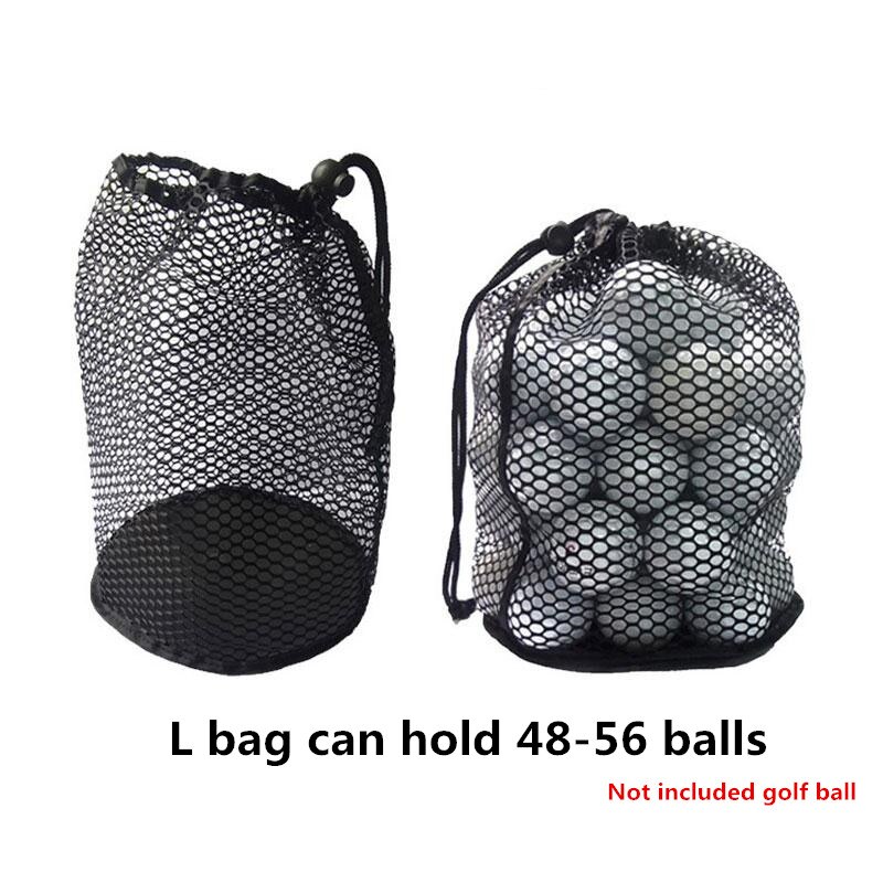 Sportmesh nätväska svart nylon golfväskor golf tennis 16/32/56 ball bärande dragsko förvaringsväska golftillbehör