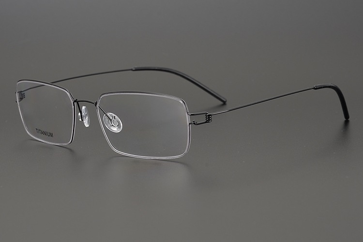 Denmark Titanium Rim Square Glasses Frame Eyewear No Screw Handmade Myopia Optical Eyeglasses Frames: Black color