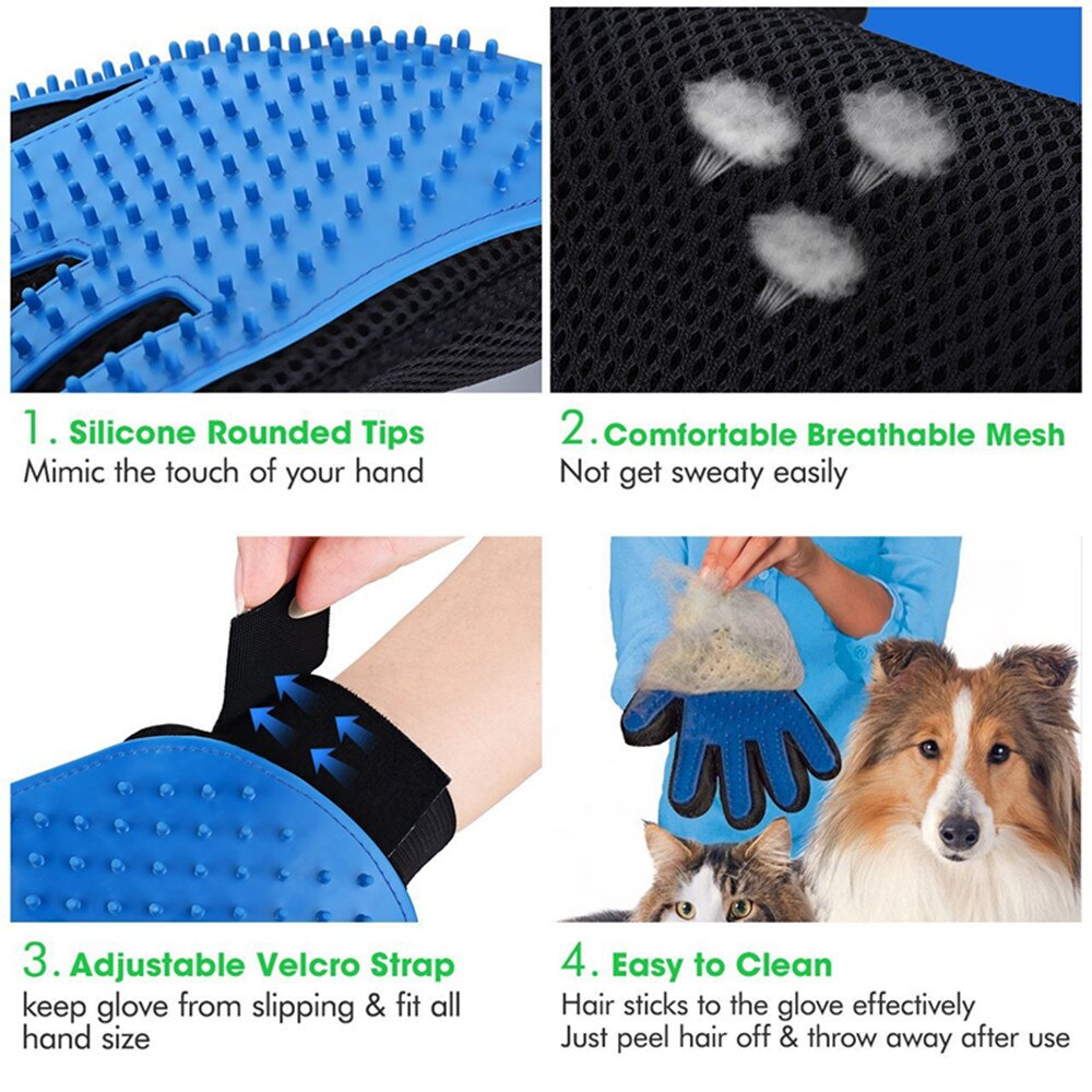 Guante cepillo para desodorización, suministros para animales y gatos, guantes para mascotas, peine para el pelo, guante para dedos, suministros para el cuidado del gato, limpieza de mascotas