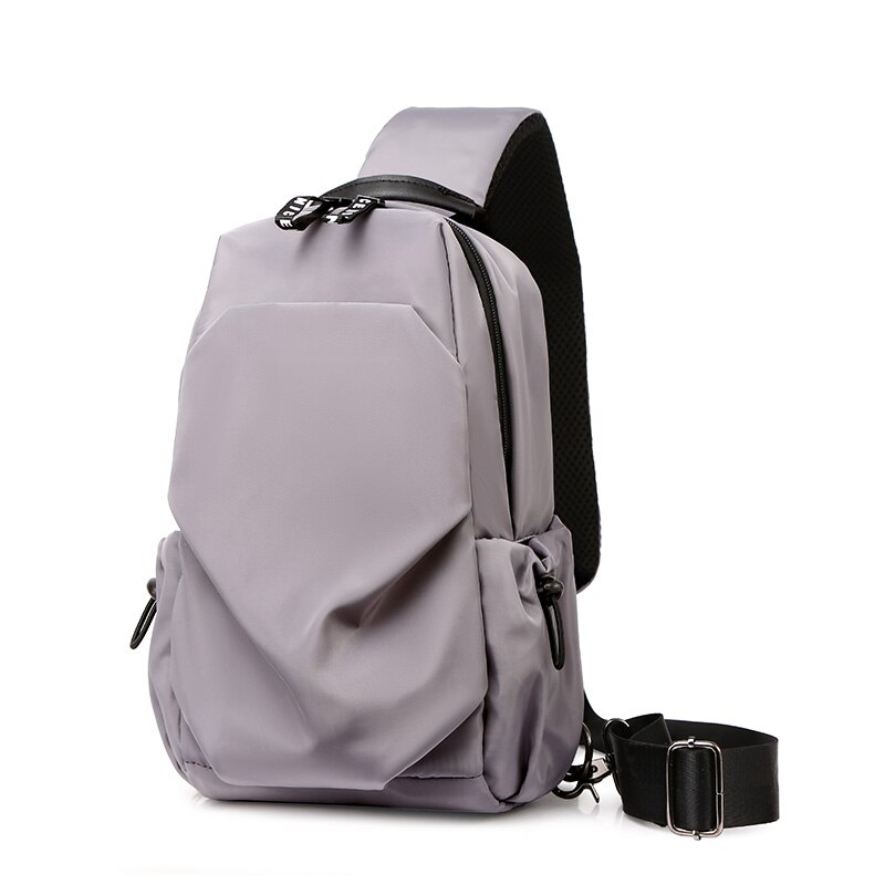 Simple Men Canvas Chest Bag Messenger Bag Crossbody Bag Black Casual Simple Single Anti Theft Shoulder Bag: gray