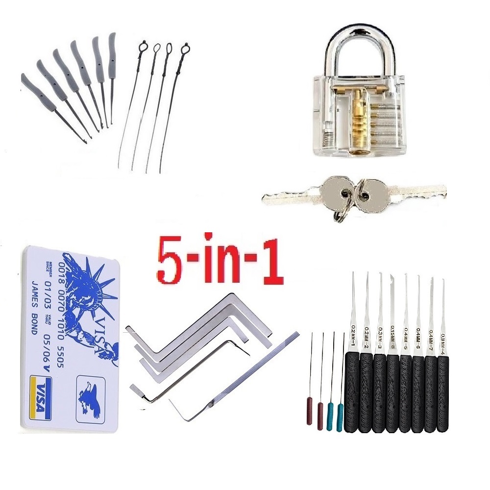 Locksmith Lock Pick Set Stainless Steel Double Row Tension Removal Hooks Lock Picks Tools Lockpick: SKY BLUE