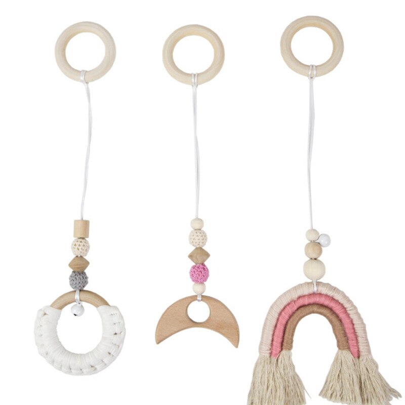 3Pcs 1Set Nordic Cartoon Baby Houten Gym Fitness Frame Rack Opknoping Hanger Speelgoed Kit Peuter Infant Kamer Decoraties