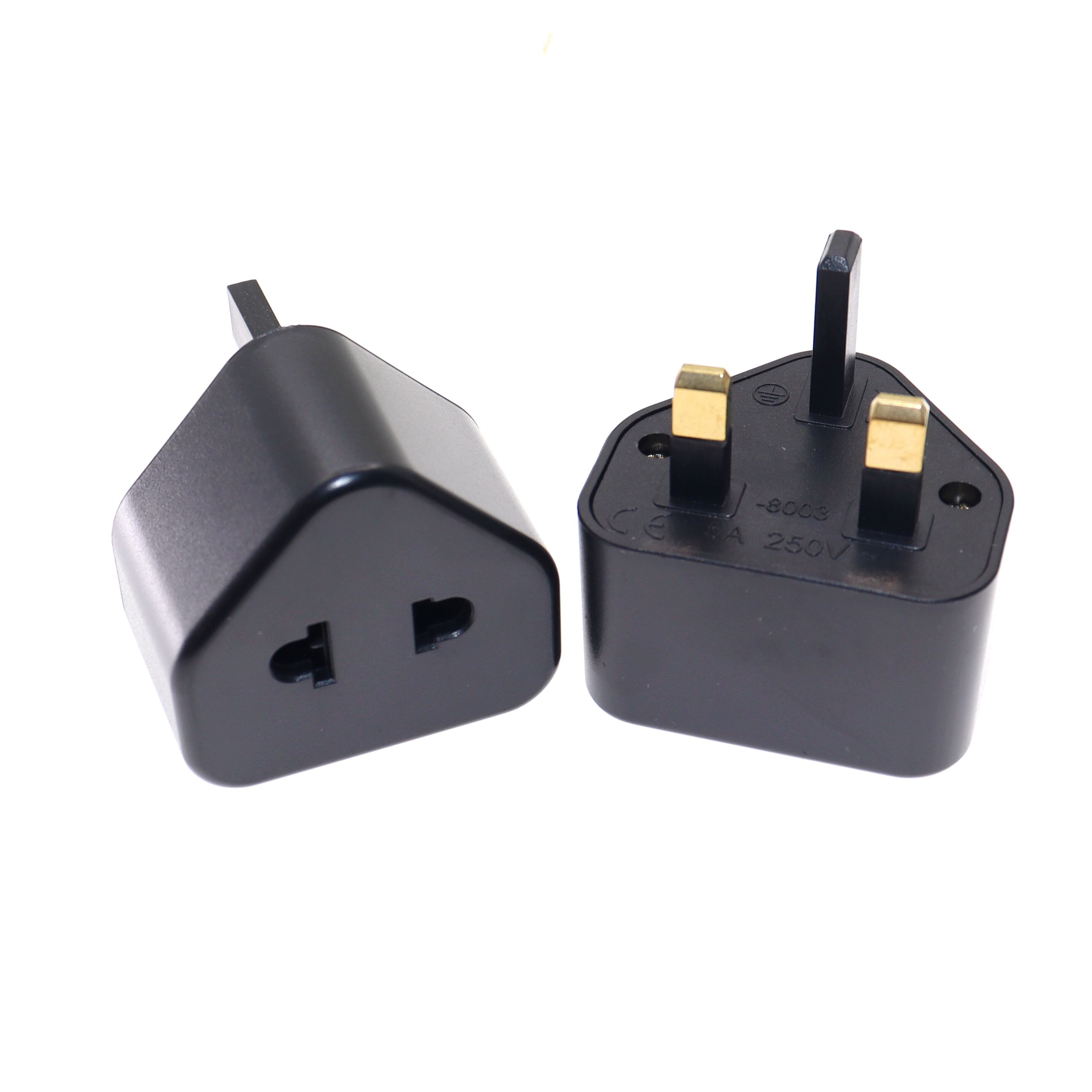 EU US 2 Pin To UK 3 Pin Plug AC Universal Adapter Travel Converter British G Type Standard Input Plug 5A Fuse: Black