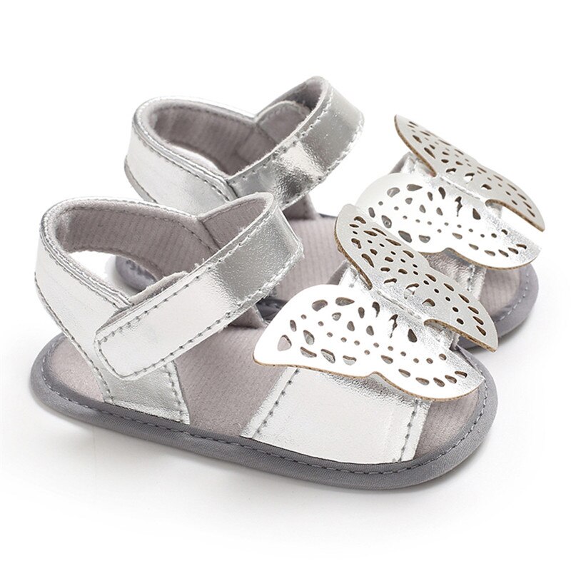 Chaussures antidérapantes à semelle souple pour -né fille de 0 à 18 mois, sandales décontractées pour bébés et tout-petits, été , offre spéciale: Argent / 13-18 mois