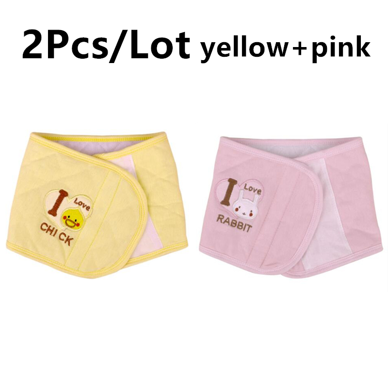 2 Pz/lotto Nuovo Tenere In Caldo Regolabile Molle Del Bambino Bavaglino Cinghia Del Tasto di Pancia Protezione Fasce Morbido Guardia Ombelico Circonferenza Cinghia Del Bambino bande di pancia: pink yellow