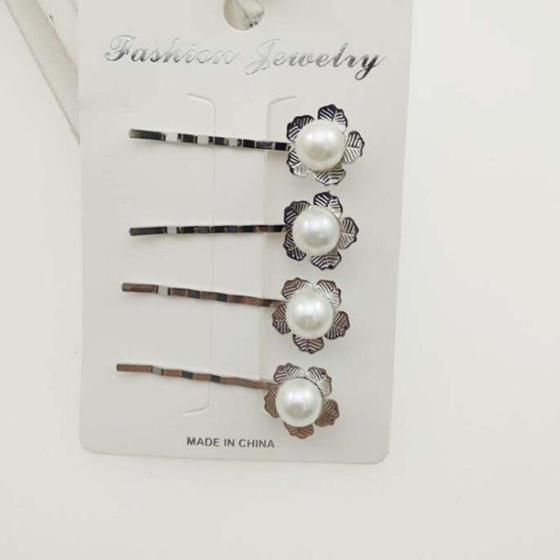 4 stk/sæt kvinder retro perle metal hårspænder hårspænde hårspænde bryllup brud hårnål hår styling tilbehør værktøj hovedbeklædning: 12