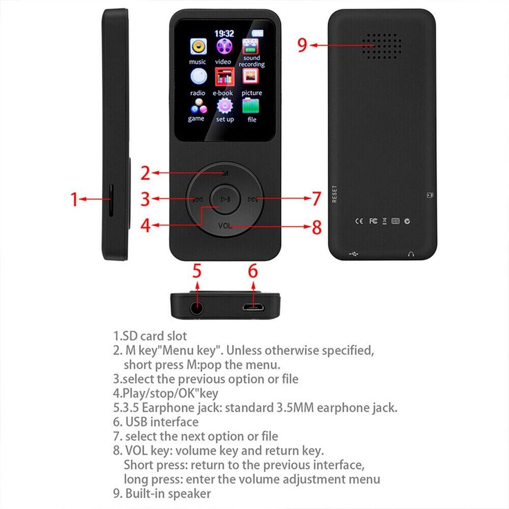 Bezstratny odtwarzacz muzyczny Bluetooth MP4 MP3 Wyświetlacz TFT LCD Walkman Obsługa e-booków Karta TF Rejestrator audio Bezstratny dźwięk Odtwarzacz MP3