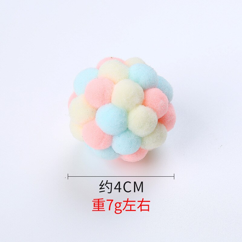 Kat Speelgoed Kleurrijke Handgemaakte Bouncy Bal Kitten Speelgoed Pluche Bell Bal Muis Speelgoed Planeet Bal Kat Speelgoed Interactieve Huisdier levert: S pink yellow blue