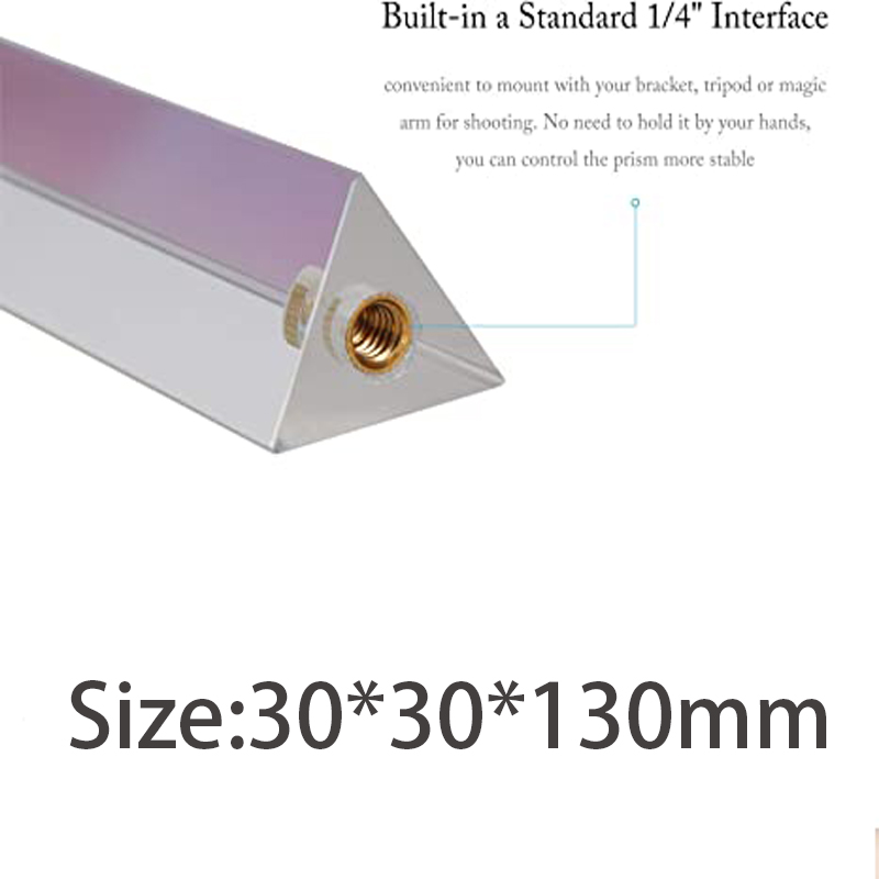 Prisma Triangular de vidrio para la enseñanza de la física espectral, accesorios para fotografía, efecto arcoíris, 30x30x130mm: Beige