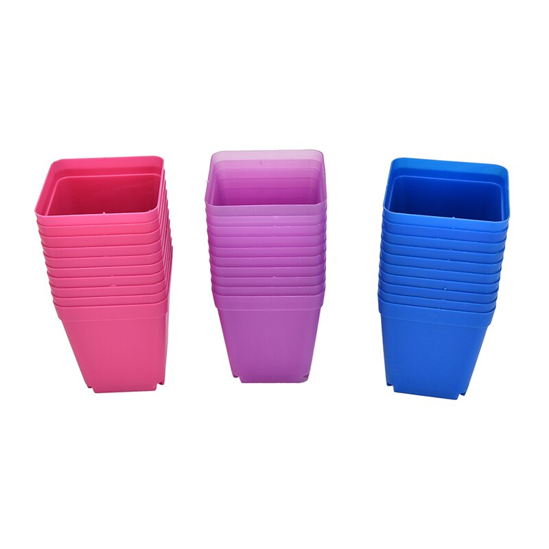 Jardinière plastique multicolore 10 pièces | Pot carré de plantes en plastique, Pot de fleur, de jardin, décor de maison