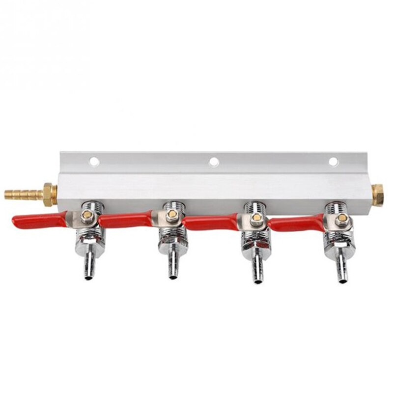 4 Way Co2 Gas Distribution Block Manifold With 7Mm Hose Barbs Homebrewing Draft Beer Dispenser Keg