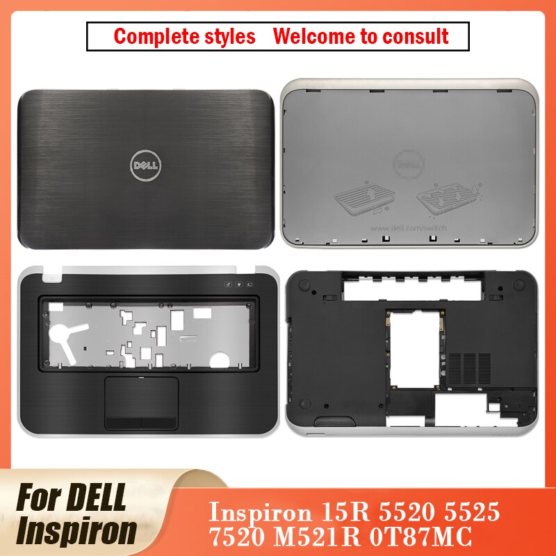 Original For DELL Inspiron 15R 5520 5525 7520 M521R 0T87MC Laptop LCD Back Cover Palmrest Upper Case Bottom Case Black 5520