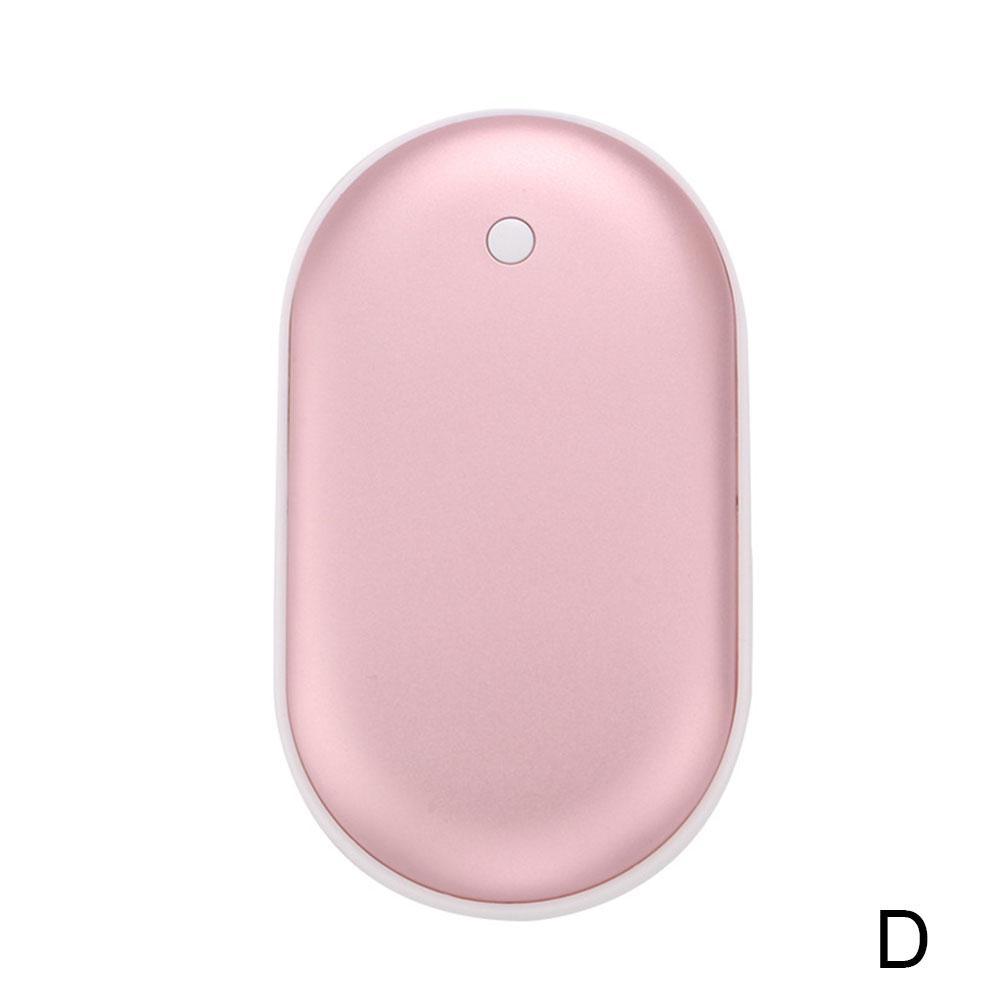 5000mAh USB Rechargeable Electric Hand Warmer Winter Mini Heating Pocket Double-Side 1 2 Power Bank Long-Life In 5V P8C6: rose gold