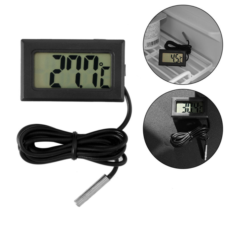 Car Digital LCD Display Temperature Meter Thermometer Temp Sensor w/ Probe Black
