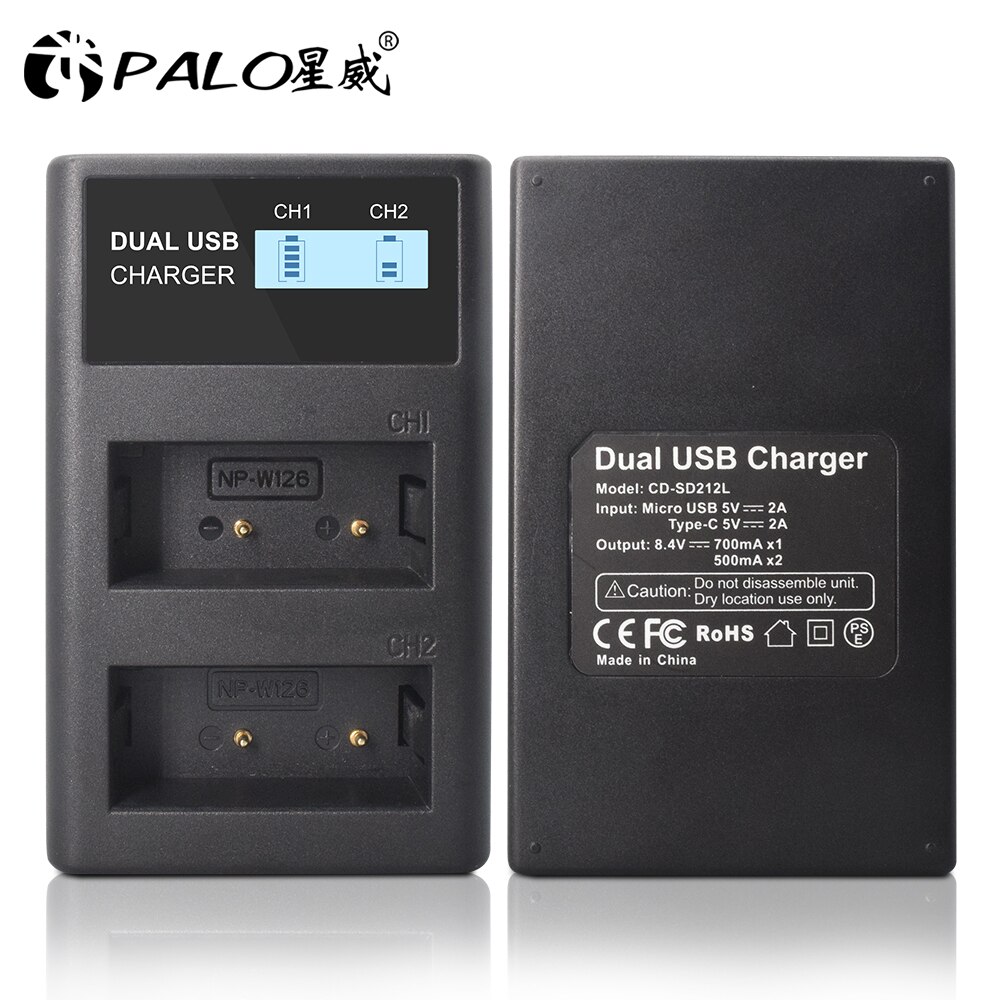 Cargador USB LCD para batería de NP-W126, accesorio para Fujifil Fuji NP-W126, XA5, XT20, XT2, XT1, XT100, X-T3, XT10, XE3, X100F, X-A1, NPW126 NP W126