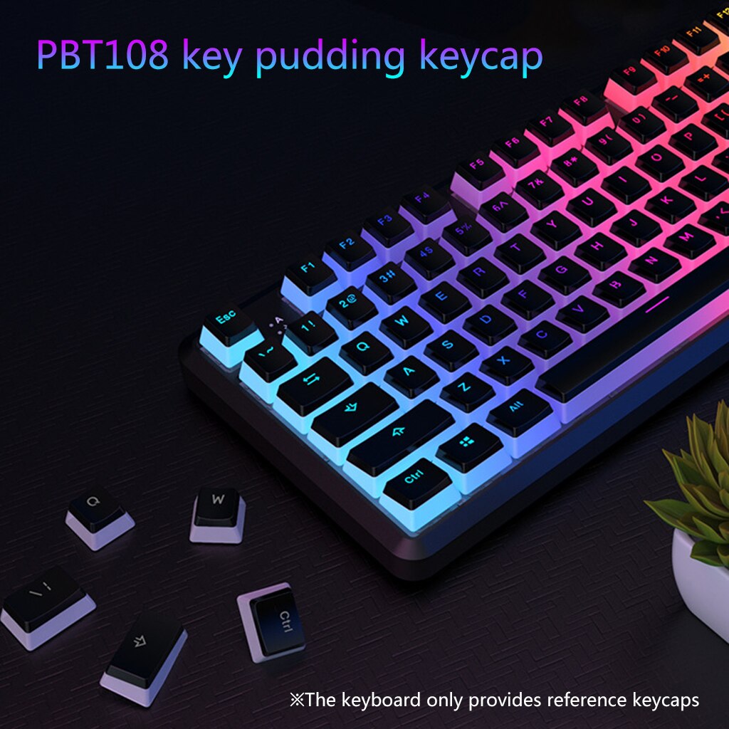 104 Keys Pudding Keycaps OEM Profile Double Shot PBT Backlight Keycaps for Mechanical Gaming Keyboard Cherry Mx Switch