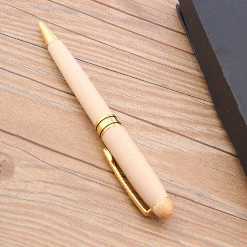 Witte Houten PEN Twist Gouden ZILVEREN Trim Balpen