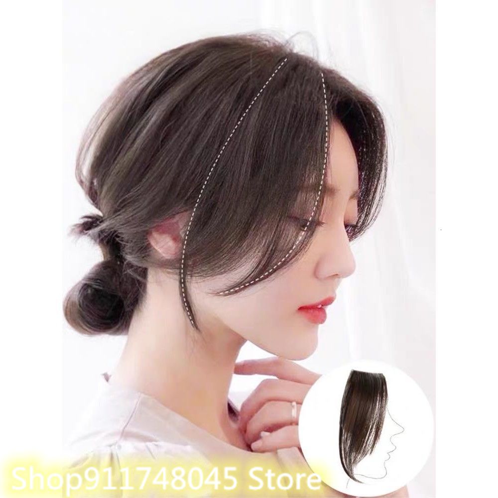 Flequillo lateral de aire sin costuras, peluca Coreana de extensión de cabello de cara pequeña