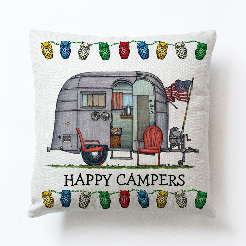 Novel Cartoon Hond Auto Bus Kampeerders Kussenslopen Siësta Kussenhoes Decoratie Sofa Rugleuning 45X45Cm Baby Kids: D12