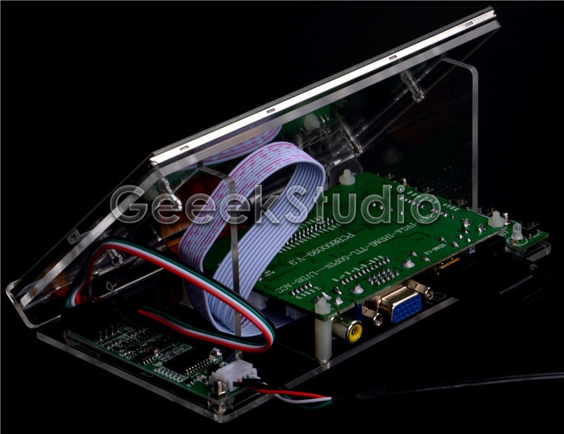 Raspberry Pi 4 tout plate-forme/PC 7 pouces 1024*600 écran LCD moniteur d'affichage avec carte de pilote HDMI VGA 2AV et support acrylique transparent