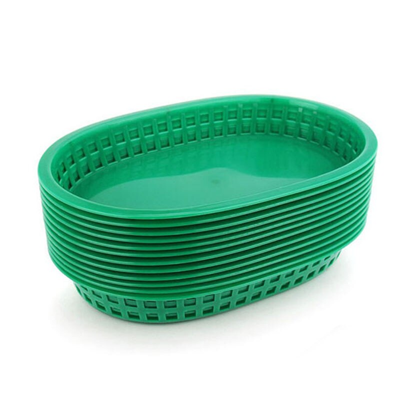 12pcs Fast Food Platter Food Grade Plastic French Fries Baskets Dog Burger Dinner Plate Restaurant Serving Tray Bar Tools