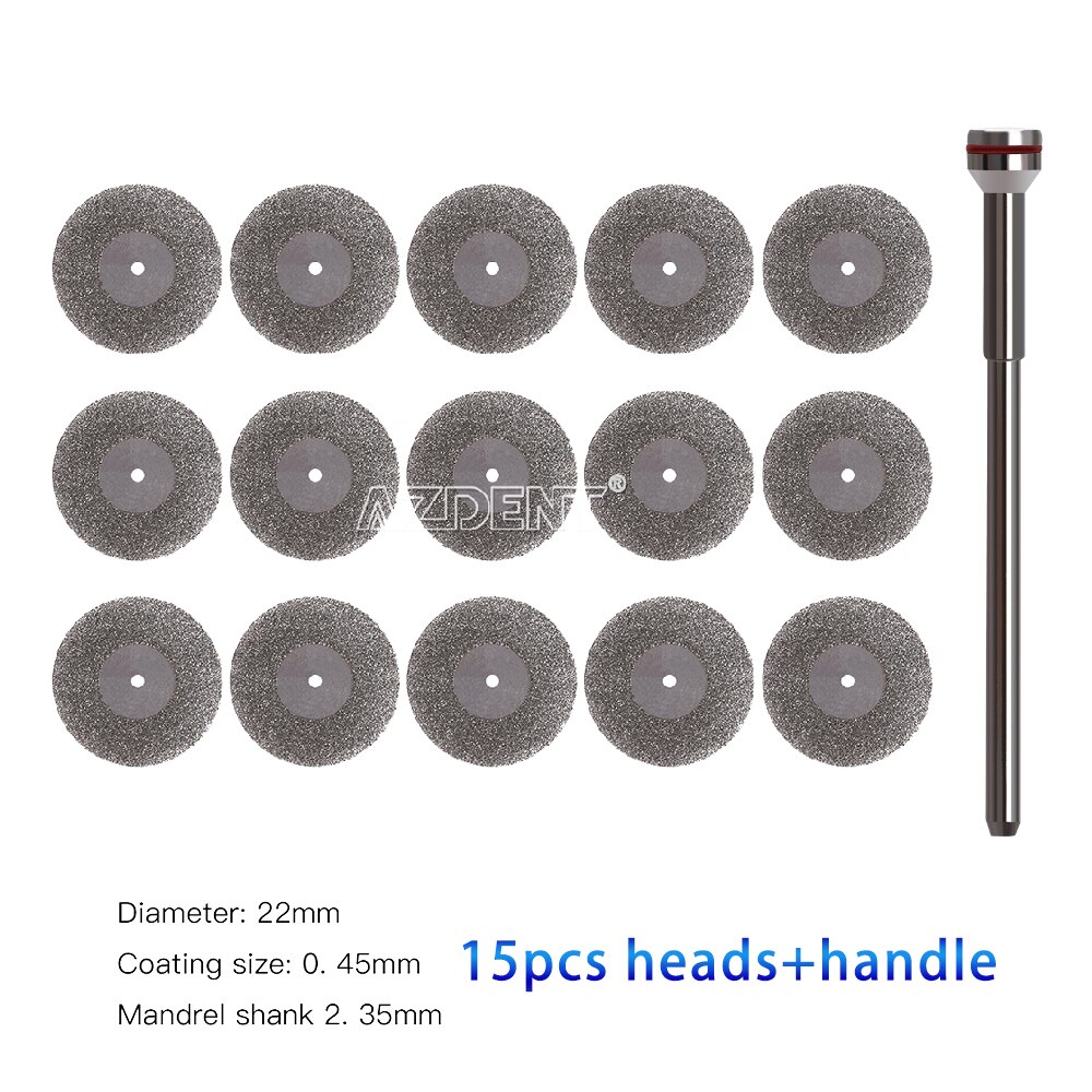 Disco de corte de diamante de laboratorio Dental, herramienta de disco de doble cara para máquina pulidora, cabezal de pulido Dental: 15 Sets A