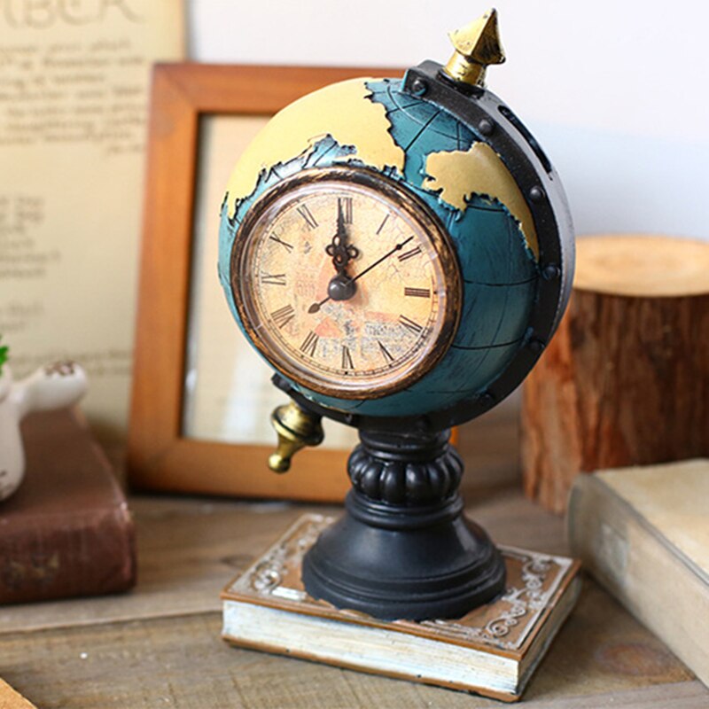 1 Pcs Nordic Stijl Globe Retro Hars Klok Ornamenten Study Woonkamer Office Home Decoraties Kabinet Porch Zetel Klok