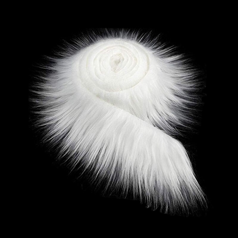 1.5M nastro di pelliccia sintetica abbigliamento fai-da-te cucito soffice cappotto cappuccio cappello nastri nastro rifilatura tessuto pelliccia artificiale per artigianato arredamento: bianca