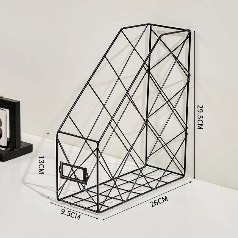 1/2- lags jerngitter bokorganisator bokholder hylle bokstøtte skrivebord aviser fil oppbevaringsboks holder hjemmeinnredning: Hvit