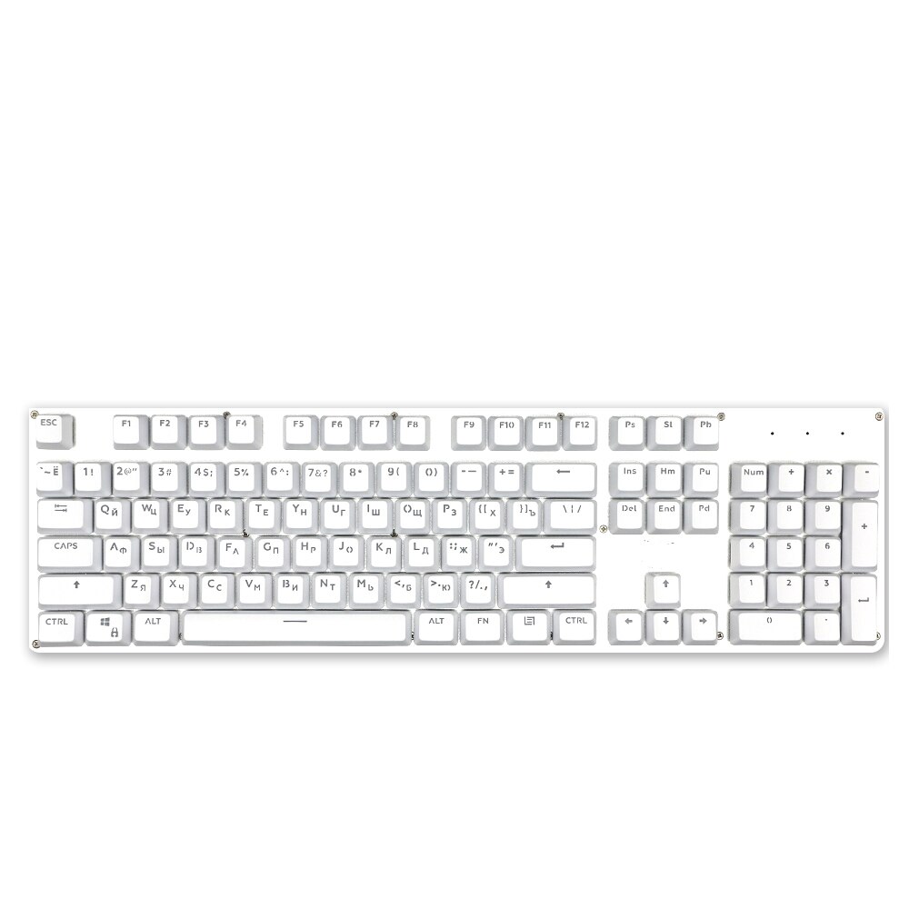 104pcs Russian/Spanish/French/Korean Keycaps OEM Profile Backlit Transparent Keycaps For Gaming Mechanical Keyboard ISO Layout: White-Russian