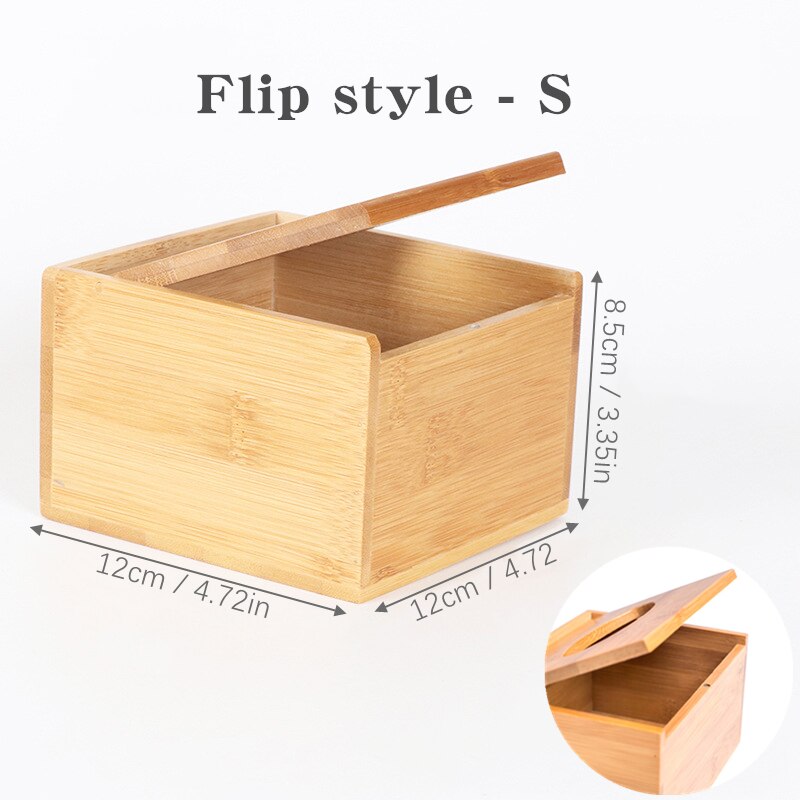 Bamboo Tissue Box Holder Storage Wood Paper Box Dining table Wooden Napkin Holder Tissue Case Canister Organizer Home Decoration: Flip S