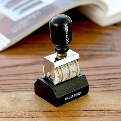 retro wałek datownik DIY drewniany uchwyt cyfrowy pamiętnik gumy robić scrapbookingu planista rękodzieło: czarny