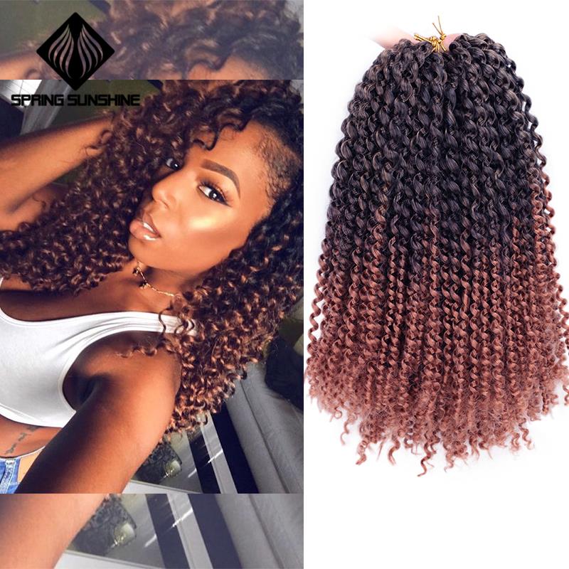 Extensiones de pelo sintético Marley, trenzas trenzadas de ganchillo estilo bohemio, de 14 pulgadas, rizado Afro, para mujer